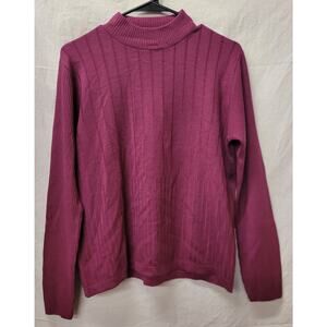 L&F Women's Pullover Turtleneck 100% Merino Wool Sweater Orchid Large